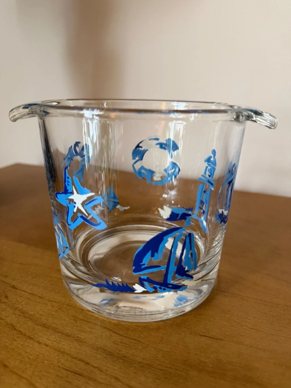 Vintage Luminarc Nautical Glass Ice Bucket.